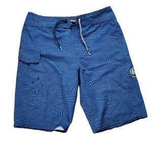 Volcom Blue & Black Swim Trunks